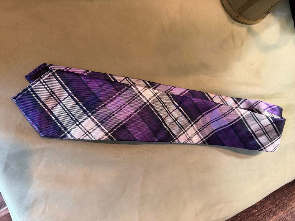 Express Men's Purple Plaid 100% Silk Necktie